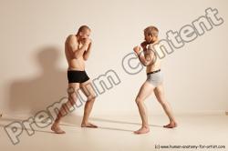 Underwear Martial art Man - Man White Moving poses Slim Short Blond Dynamic poses Academic